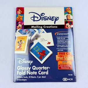 Disney Mailing Creations Glossy Quarter-Fold Note Card Kit NCR 981585 VTG 2001